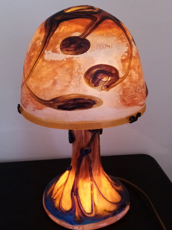 Image 1 of Unique special French glass paste lamp, mushroom model