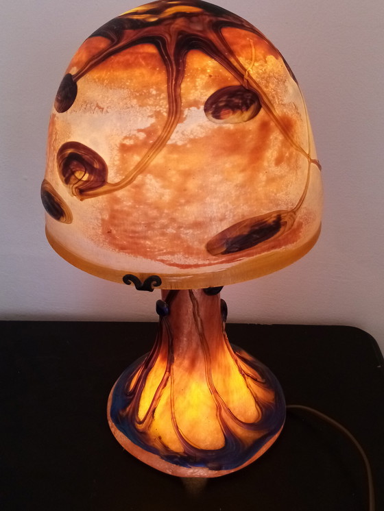 Image 1 of Unique special French glass paste lamp, mushroom model