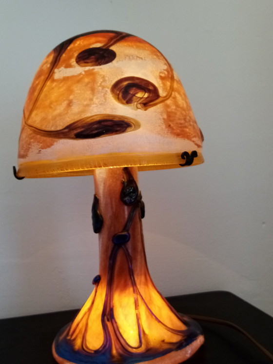 Image 1 of Unique special French glass paste lamp, mushroom model