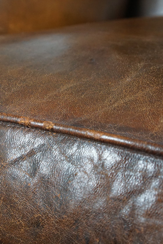 Image 1 of Sheepskin leather wing chair