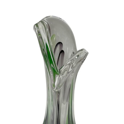 Max Verboeket - Kristalunie Maastricht - Vase (Grand) avec violet et vert - Inutilisé, vintage