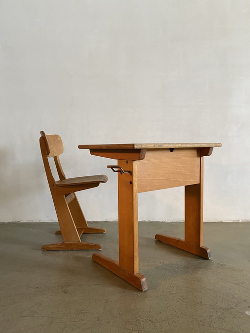 Casala wooden children's desk with matching chair, Germany