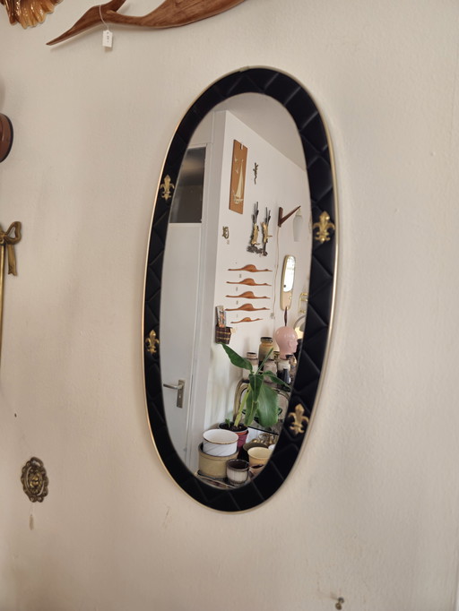 Specchio vintage in pelle Skai Skaileer French Lily 