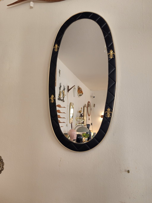 Specchio vintage in pelle Skai Skaileer French Lily 