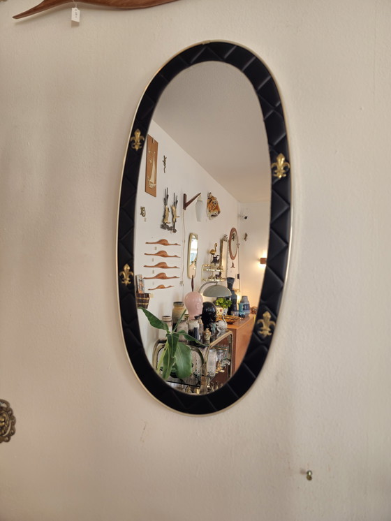 Image 1 of Specchio vintage in pelle Skai Skaileer French Lily 