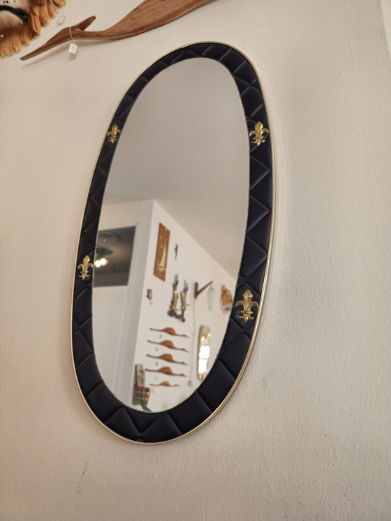 Image 1 of Specchio vintage in pelle Skai Skaileer French Lily 