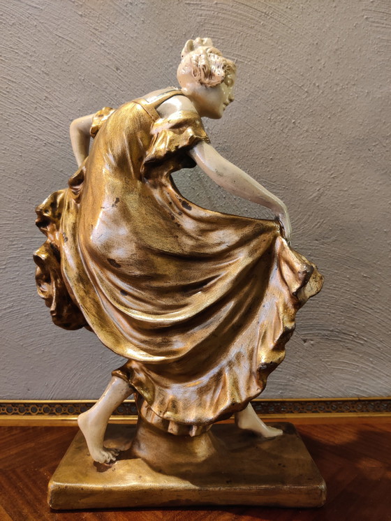 Image 1 of A woman dancing in Biedermeier costume - Eduard Stellmacher & Co, Teplitz - Image