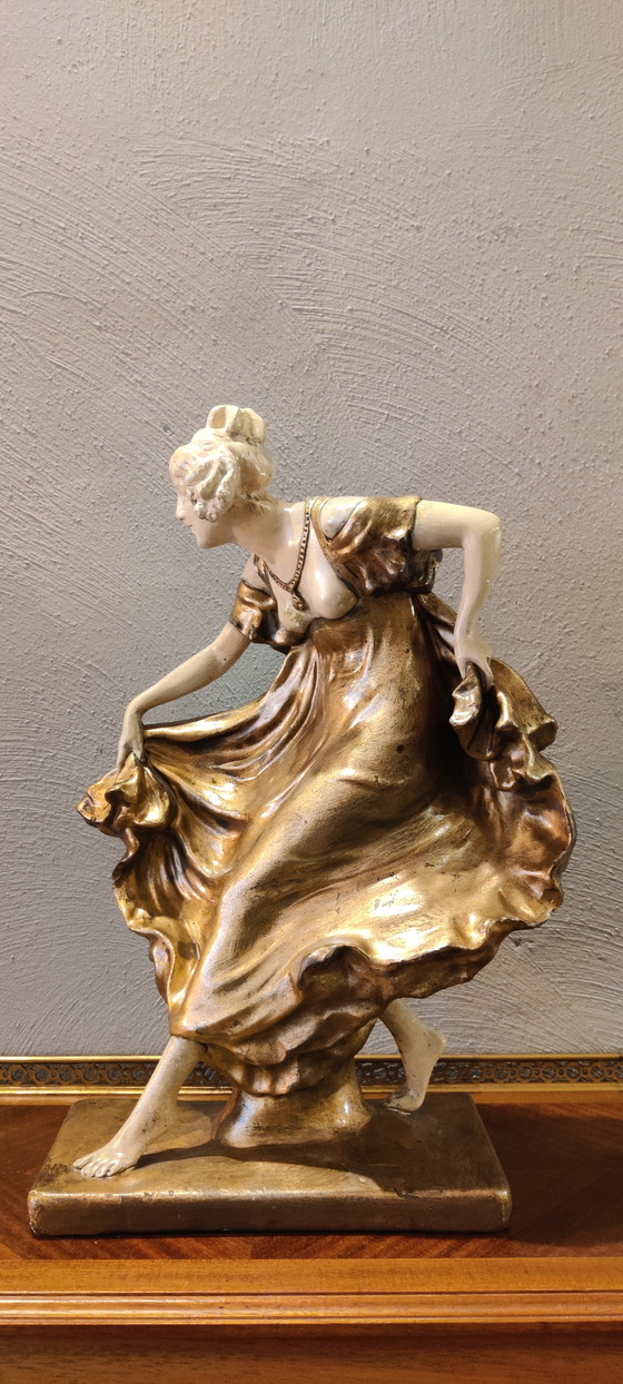 Image 1 of A woman dancing in Biedermeier costume - Eduard Stellmacher & Co, Teplitz - Image