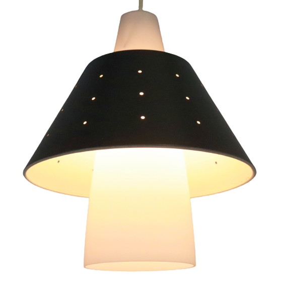 Image 1 of Lampada a sospensione in vetro vintage 'pointelle'