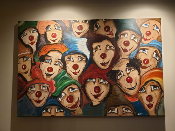 Image 1 of Caroline Van Tricht Rode neuzen schilderij