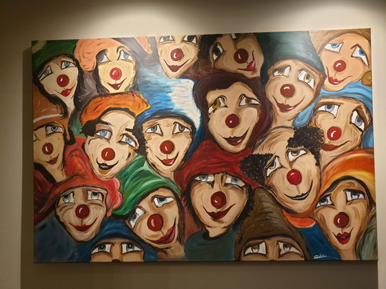 Image 1 of Caroline Van Tricht Rode neuzen schilderij