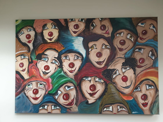 Image 1 of Caroline Van Tricht Rode neuzen schilderij