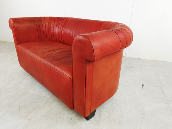 Image 1 of Red leather sofa by Desede model DS700, 1990s