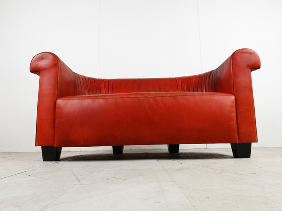 Image 1 of Red leather sofa by Desede model DS700, 1990s