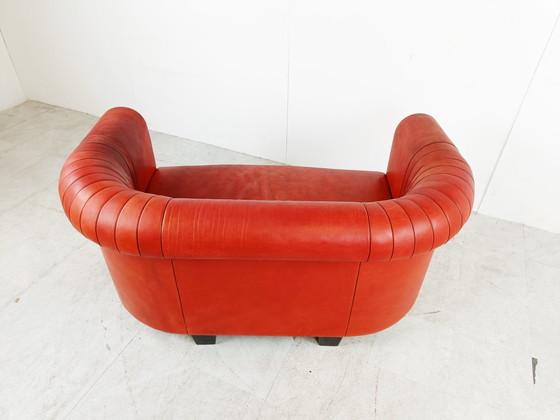 Image 1 of Red leather sofa by Desede model DS700, 1990s