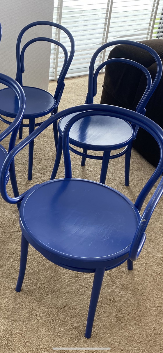 Image 1 of 6 blue Ton no 14 chairs