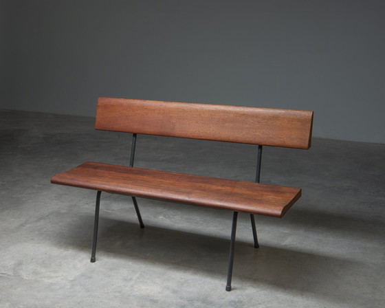 Image 1 of Bench in solid teak and a steel frame, The Netherlands, 1950s