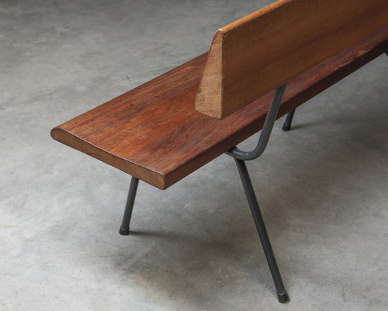 Image 1 of Bench in solid teak and a steel frame, The Netherlands, 1950s