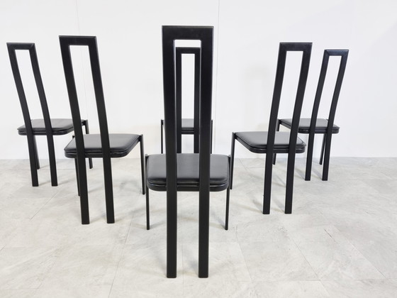 Image 1 of 6x Vintage postmodern dining chairs, 1980s