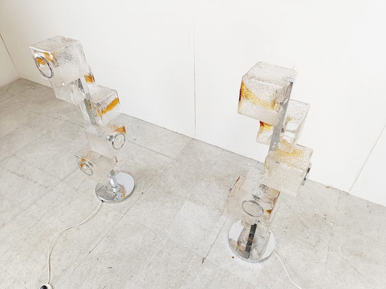 Image 1 of 2x glass cube floor lamps by toni Zuccheri for VeArt, 1970s