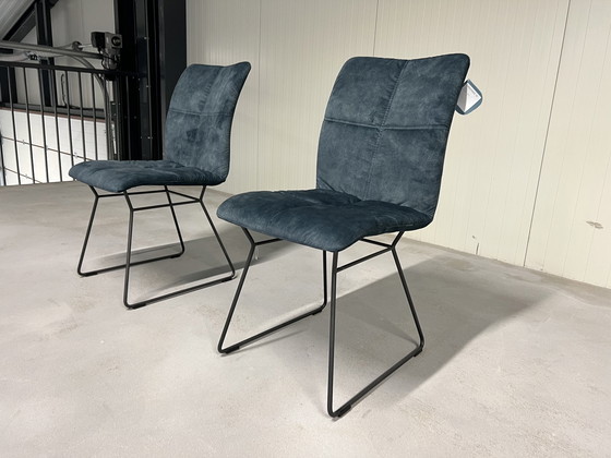 Image 1 of 2x Musterring Adore chairs blue fabric