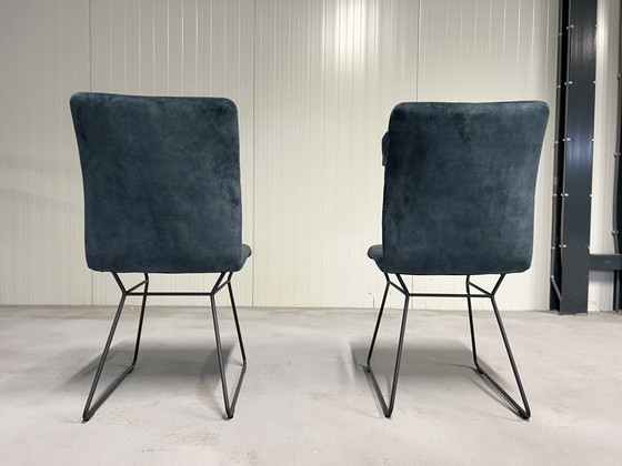 Image 1 of 2x Musterring Adore chairs blue fabric