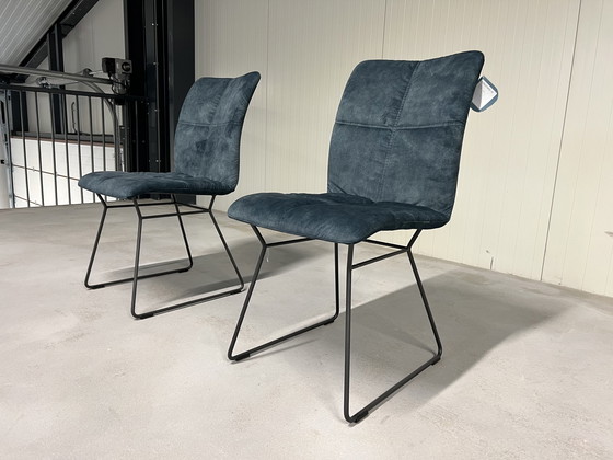 Image 1 of 2x Musterring Adore chairs blue fabric