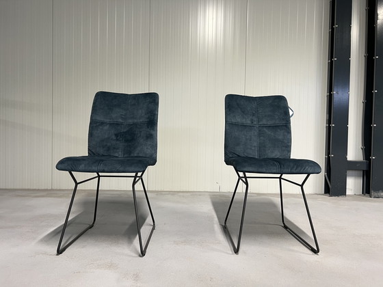 Image 1 of 2x Musterring Adore chairs blue fabric