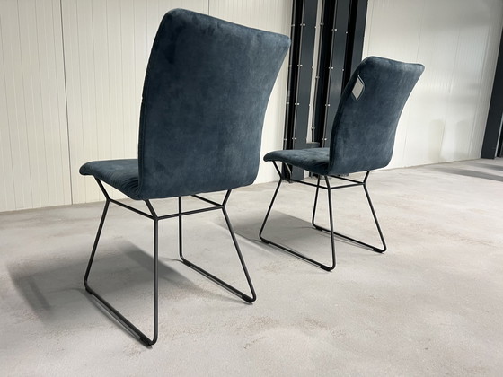 Image 1 of 2x Musterring Adore chairs blue fabric