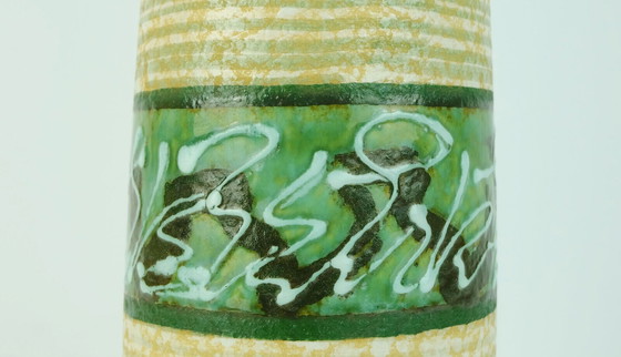 Image 1 of grand vase en céramique moderne du milieu du siècle dernier, motifs abstraits et rayures des années 1950