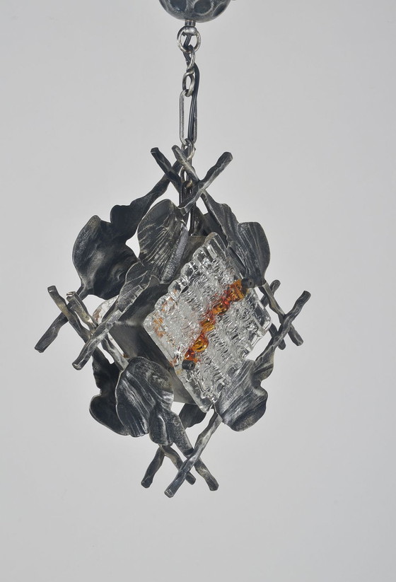 Image 1 of Lampe suspendue brutaliste conçue par Tom Ahlström & Hans Ehrlich, années 1960