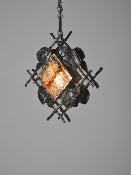 Image 1 of Lampe suspendue brutaliste conçue par Tom Ahlström & Hans Ehrlich, années 1960