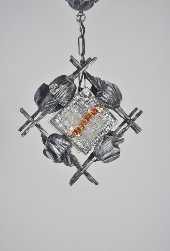 Image 1 of Lampe suspendue brutaliste conçue par Tom Ahlström & Hans Ehrlich, années 1960