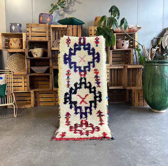 Image 1 of Tapis marocain vintage blanc fait à la main