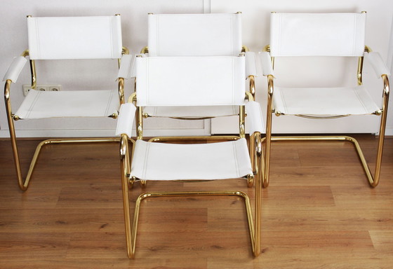 Image 1 of 4 sedie vintage con struttura tubolare cromata dorata