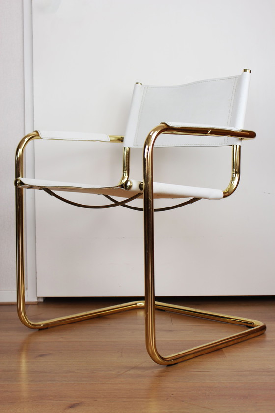 Image 1 of 4 sedie vintage con struttura tubolare cromata dorata