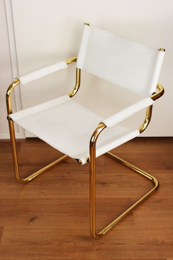 Image 1 of 4 sedie vintage con struttura tubolare cromata dorata