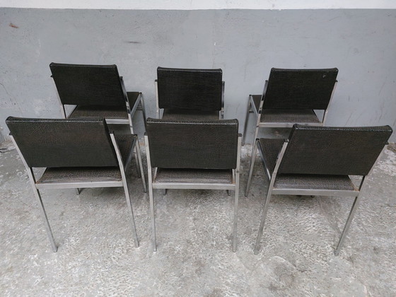 Image 1 of 6 sedie da pranzo vintage in similpelle