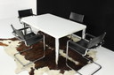 Escritorio de comedor italiano blanco de alta calidad, como nuevo, con cromo, mesa de comedor extensible/extensible.