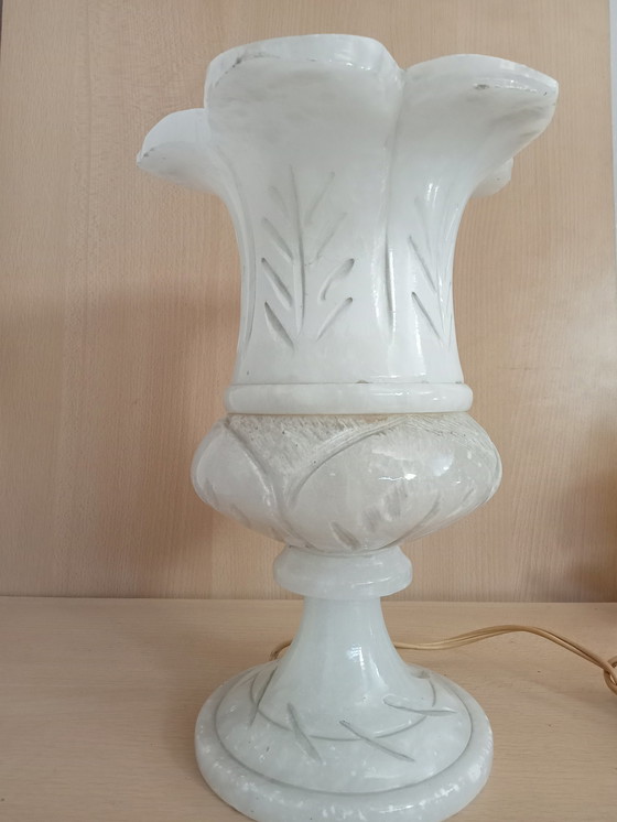 Image 1 of Lampe de table vintage en marbre, fleur de vie