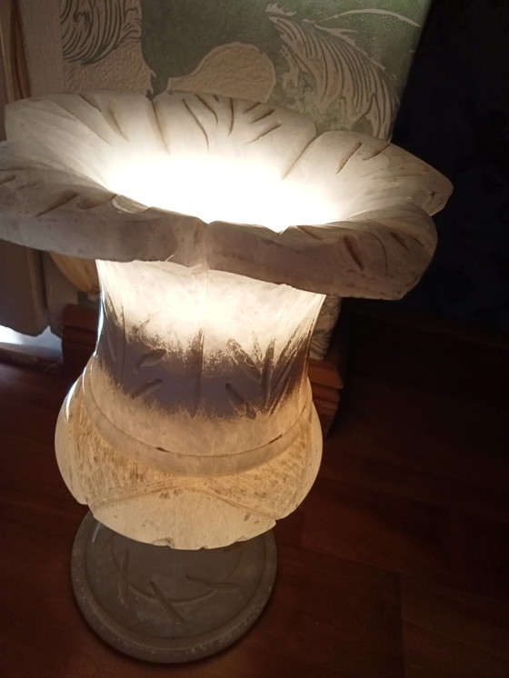 Image 1 of Lampe de table vintage en marbre, fleur de vie