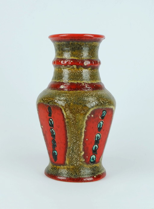 1960s 70s vase u-keramik model 593/30 red brown green black 