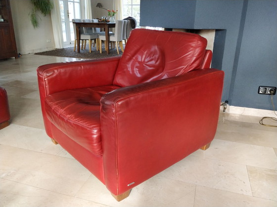 Image 1 of Natuzzi thick leather sofa set