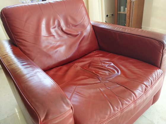 Image 1 of Natuzzi thick leather sofa set