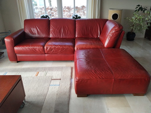 Natuzzi thick leather sofa set