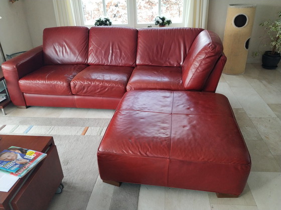 Image 1 of Natuzzi thick leather sofa set