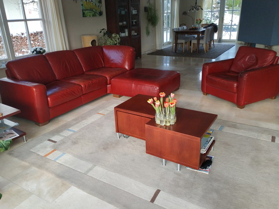 Image 1 of Natuzzi thick leather sofa set