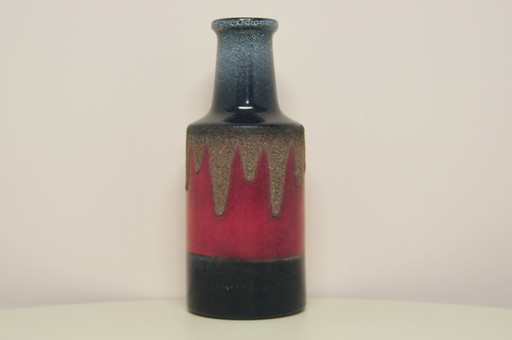 Vase rouge et gris-bleu d'Allemagne de l'Ouest VEB