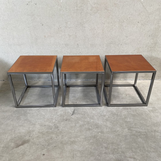 Image 1 of Table basse "Trinity" en cuir Baxter design italien 1980