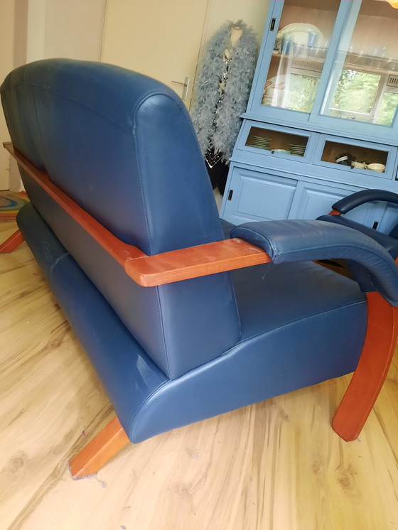 Image 1 of Montel blue two-seater sofa plus armchair